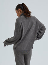 Seamless Basic Roll Neck Jumper | Wool Cashmere Roll Neck Heather Mushroom