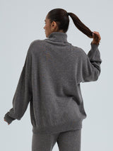 Seamless Basic Roll Neck Jumper | Wool Cashmere Roll Neck Heather Mushroom
