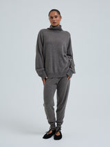Seamless Basic Roll Neck Jumper | Wool Cashmere Roll Neck Heather Mushroom