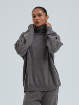 Seamless Basic Roll Neck Jumper | Wool Cashmere Roll Neck Heather Mushroom