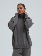 Roll Neck Jumper | Wool Cashmere - Heather Mushroom