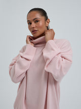 Seamless Basic Roll Neck Jumper | Wool Cashmere Roll Neck Powder Pink