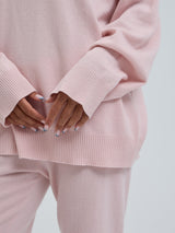 Seamless Basic Roll Neck Jumper | Wool Cashmere Roll Neck Powder Pink