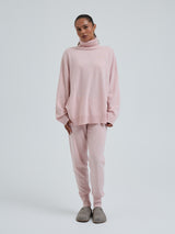 Seamless Basic Roll Neck Jumper | Wool Cashmere Roll Neck Powder Pink