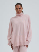 Roll Neck Jumper | Wool Cashmere - Powder Pink