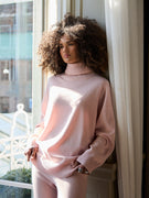 Roll Neck Jumper | Wool Cashmere - Powder Pink