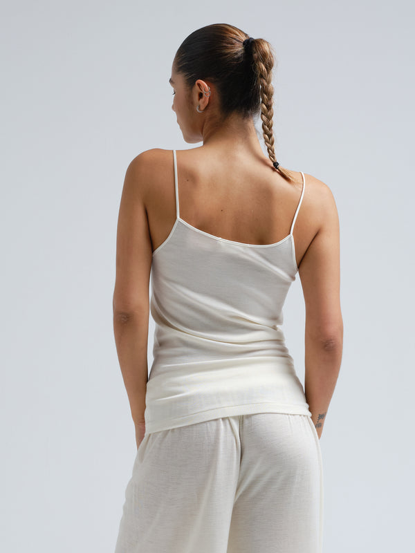 Seamless Basic Rosaria | Wool Silk Cami top Off-White