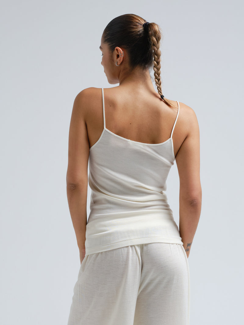 Seamless Basic Rosaria | Wool - Silk Cami top Off-White
