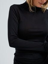 Seamless Basic Sheer Roll Neck | Silk Roll Neck Black