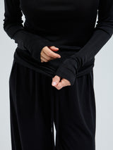 Seamless Basic Sheer Roll Neck | Silk Roll Neck Black
