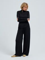 Seamless Basic Sheer Roll Neck | Silk Roll Neck Black