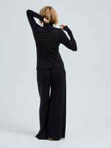 Seamless Basic Sheer Roll Neck | Silk Roll Neck Black