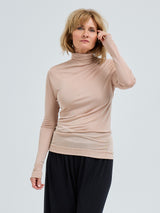 Seamless Basic Sheer Roll Neck | Silk Roll Neck Rosie Beige
