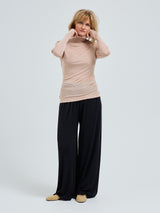 Seamless Basic Sheer Roll Neck | Silk Roll Neck Rosie Beige