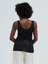 Seamless Basic Sheer Tank | Silk Tank Top Black