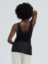 Seamless Basic Sheer Tank | Silk Tank Top Black