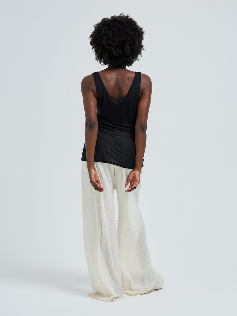 Seamless Basic Sheer Tank | Silk Tank Top Black