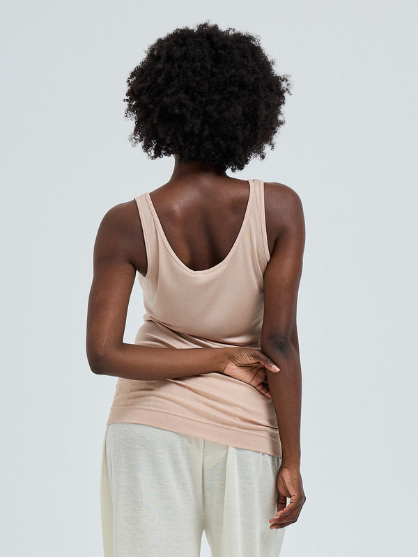 Seamless Basic Sheer Tank | Silk Tank Top Rosie Beige
