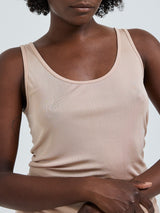 Seamless Basic Sheer Tank | Silk Tank Top Rosie Beige