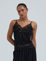 Seamless Basic Silk Cami Romance | Mulberry Silk Cami top Black