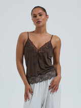 Seamless Basic Silk Cami Romance | Mulberry Silk Cami top Umber Brown