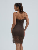 Seamless Basic Silk Slip Romance | Mulberry Silk Slip Dress Umber Brown
