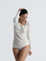 Seamless Basic Silky Alma | Silk L/S T-Shirt Off-White