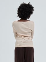 Seamless Basic Silky Alma | Silk L/S T-Shirt Rosie Beige