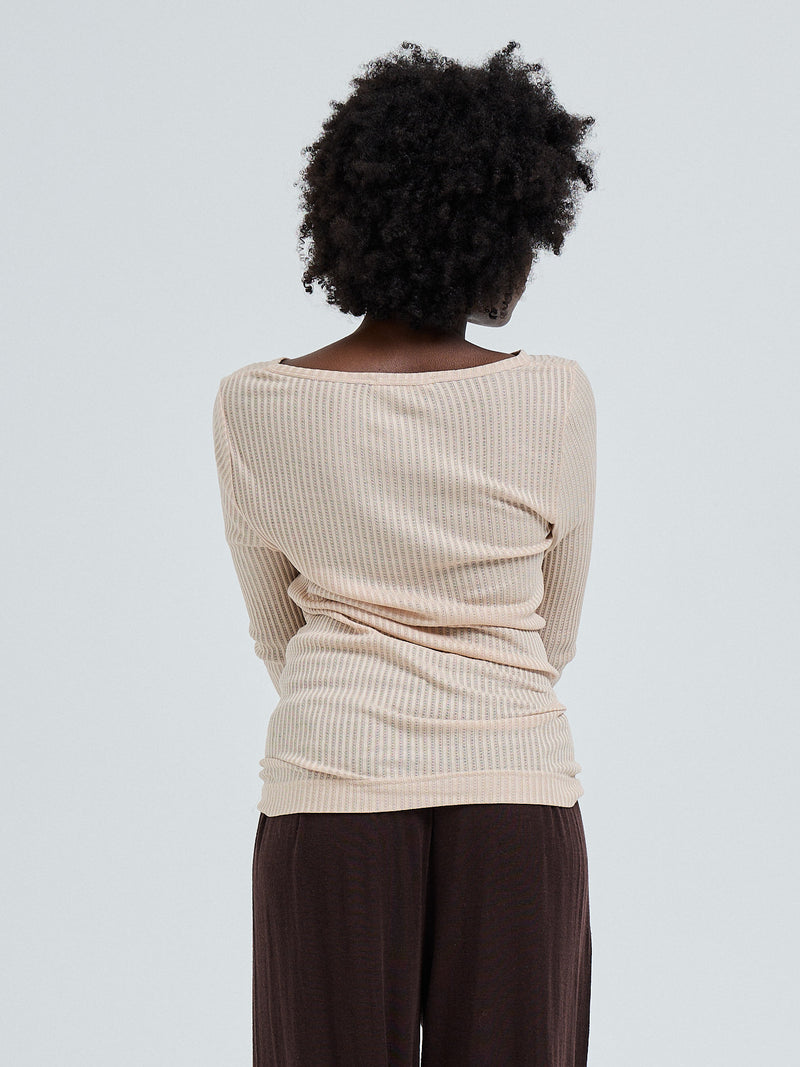 Seamless Basic Silky Alma | Silk L/S T-Shirt Rosie Beige