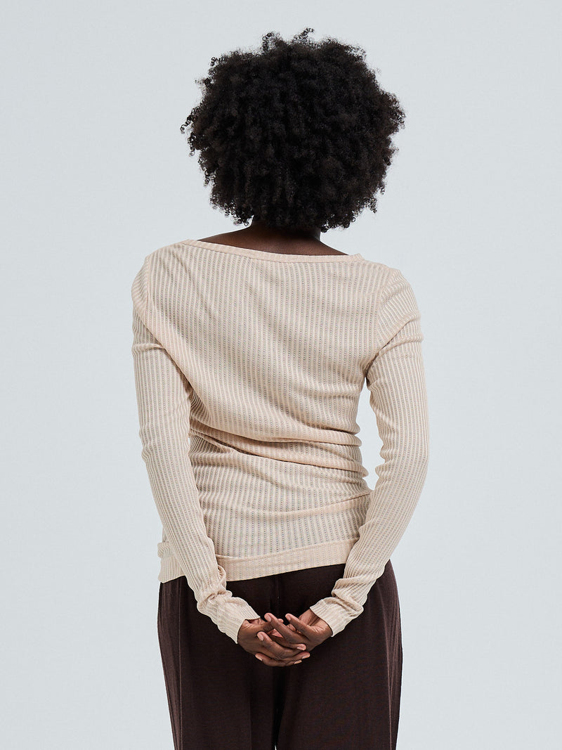 Seamless Basic Silky Alma | Silk L/S T-Shirt Rosie Beige