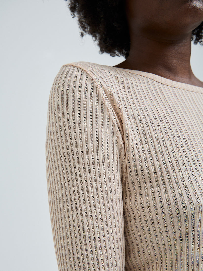 Seamless Basic Silky Alma | Silk L/S T-Shirt Rosie Beige
