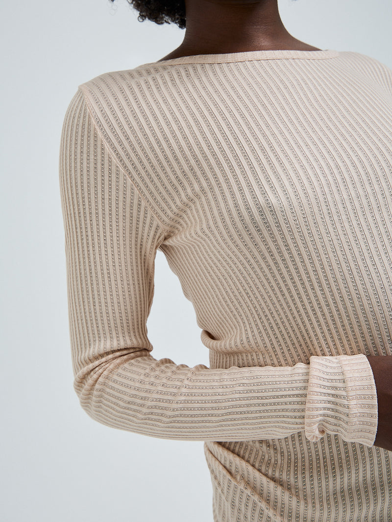 Seamless Basic Silky Alma | Silk L/S T-Shirt Rosie Beige