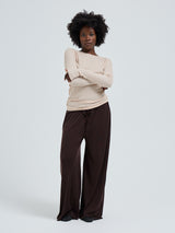 Seamless Basic Silky Alma | Silk L/S T-Shirt Rosie Beige