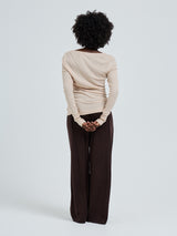 Seamless Basic Silky Alma | Silk L/S T-Shirt Rosie Beige