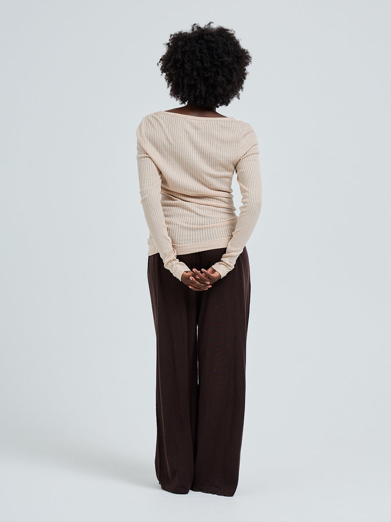 Seamless Basic Silky Alma | Silk L/S T-Shirt Rosie Beige