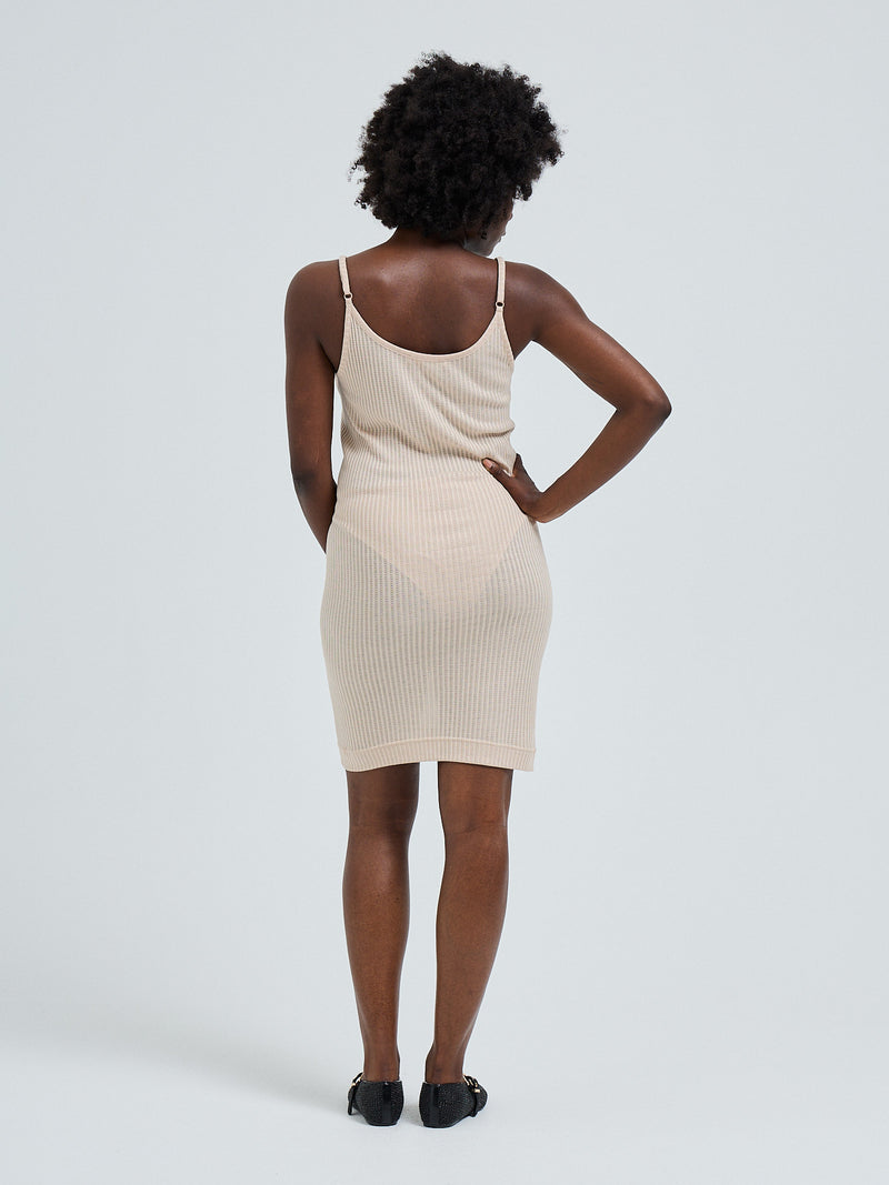 Seamless Basic Silky Elena | Silk Slip Dress Rosie Beige