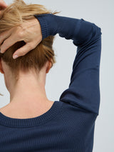 Seamless Basic Silky Fiore | Silk Blouse Navy
