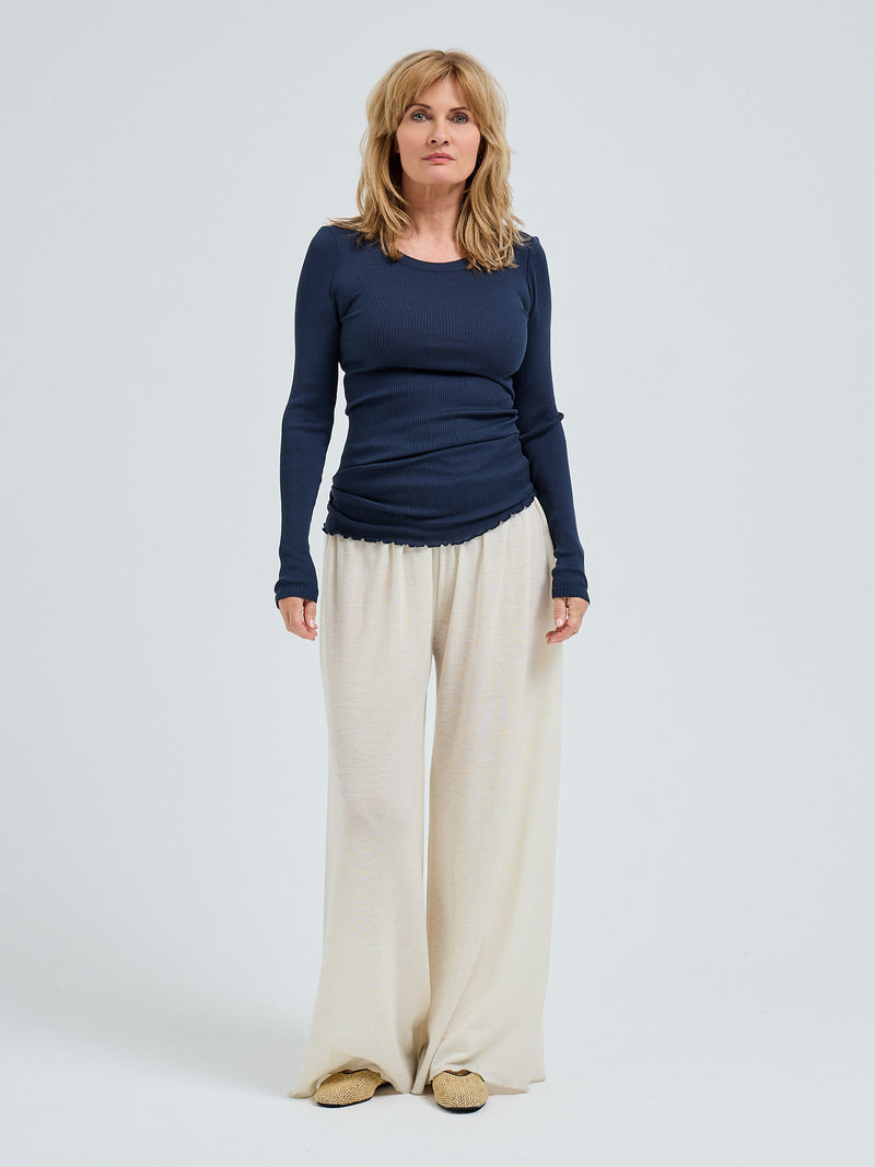 Seamless Basic Silky Fiore | Silk Blouse Navy