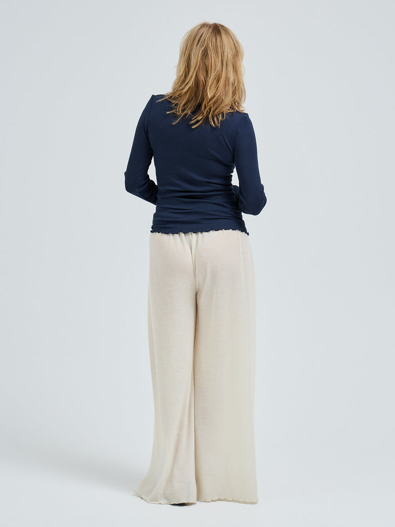 Seamless Basic Silky Fiore | Silk Blouse Navy