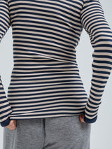 Seamless Basic Silky Fiore | Silk Blouse Navy/Beige