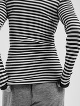 Seamless Basic Silky Fiore | Silk Blouse Navy/Off-white