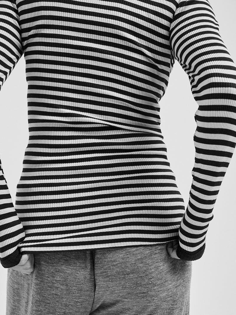 Seamless Basic Silky Fiore | Silk Blouse Navy/Off-white