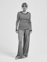 Seamless Basic Silky Fiore | Silk Blouse Navy/Off-white