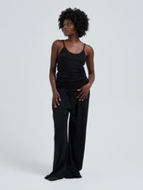 Seamless Basic Silky Sofia | Silk Strap Top Black