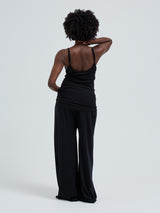 Seamless Basic Silky Sofia | Silk Strap Top Black