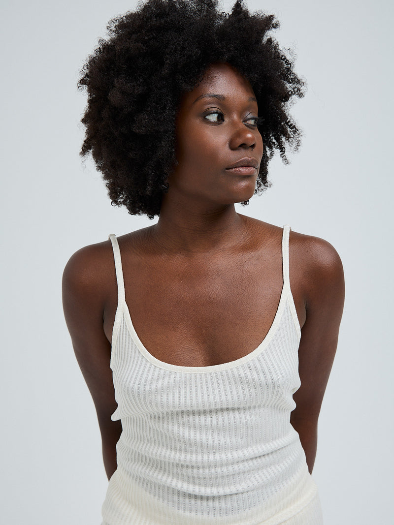 Seamless Basic Silky Sofia | Silk Strap Top Off-White