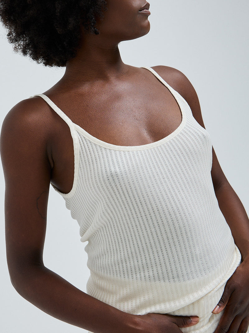 Seamless Basic Silky Sofia | Silk Strap Top Off-White