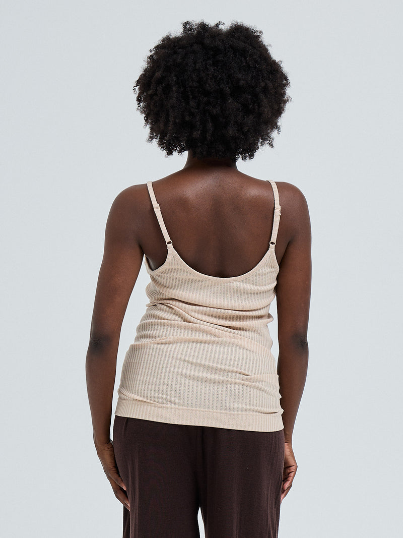 Seamless Basic Silky Sofia | Silk Strap Top Rosie Beige