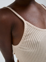 Seamless Basic Silky Sofia | Silk Strap Top Rosie Beige