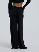 Seamless Basic Woolen Barbera | Merino wool Pants Black